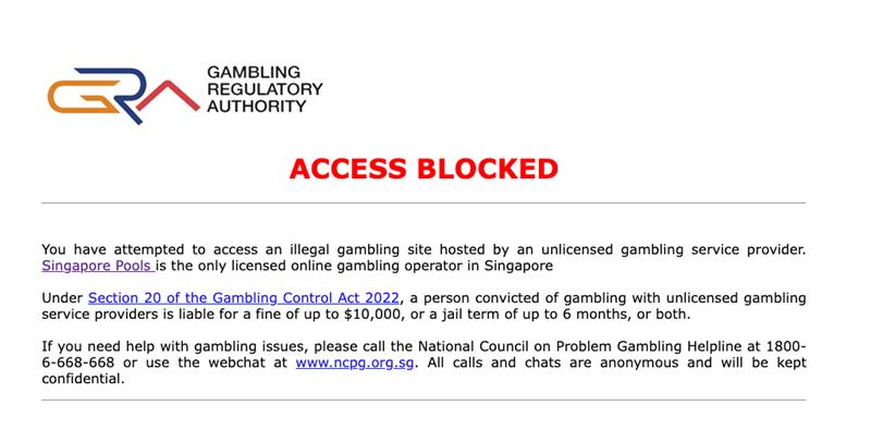 Notice of Singapore government to Polymarket.